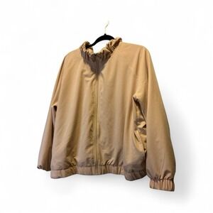 Jockey Men's Lightweight Ruched Neck Track Jacket Tan Size XL